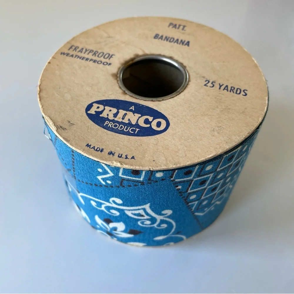Vintage Princo Blue Bandana Pattern Ribbon